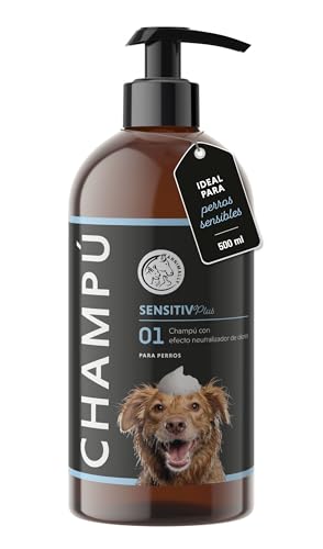 Natural champu Perro – Champu para Perros sensibles y Cachorros, Limpieza Suave y con pH Neutro con Aceite de Coco, sin siliconas ni parabenos – 500 ml champu Perros Piel Sensible