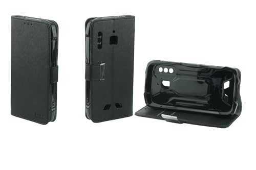 caseroxx Bookstyle Handytasche für Cubot King Kong 6 in schwarz – Klapphülle mit Kreditkartenfächern, Magnetverschluss, Standfunktion & Rundumschutz für Display und Gehäuse