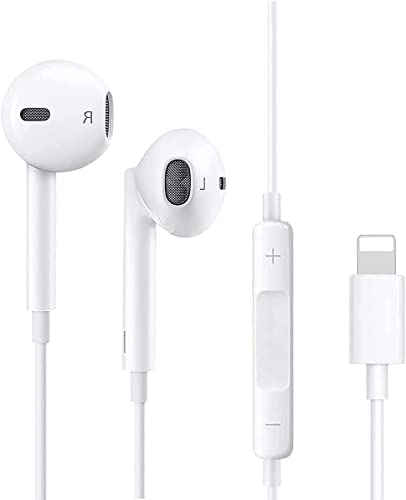 VOLTAC White Pop In Ear Headphones Earphone for all i0s,ip0nedevices withHi-Res Extra Bass,HiFi-Audio Stereo Noise Isolating EarbudsWired Earbudswith Mic+Volume Control