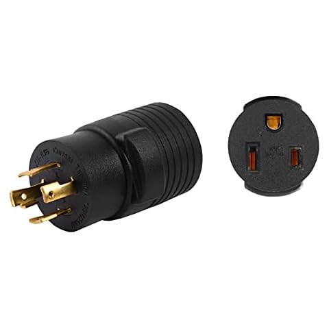 ONETAK NEMA L14-30P to 6-50R Compact 240V 30 Amp Twist Lock 4 Prong Male Plug to 3 Prong Female Receptacle Generator Welder Dryer EV Charger Power Cord Adapter Connector Cover