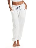 U.S. Polo Assn. Womens Sweatpants with Pockets, French Terry Lounge Pants, White Sweatpants (White, Medium)