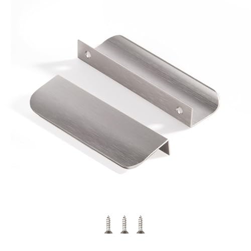 sunlithor Edge Finger Pulls for Cabinet Kitchen Drawer knobs Low Profile Door Dresser Bathroom Closet Cupboard Furniture Handles Aluminum 30 Pack Modern Brushed Nickel 6 inch Easy Installation