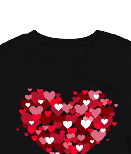 Image of Valentines Shirts for Women Valentine Love Heart Printed Graphic Tshirt Cute Girls Casual Top