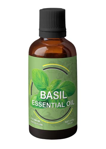 Image of Heilen Biopharm Food Grade Edible Tulsi (Holy Basil) Essential Oil - 50 mL Bottle Pack of 1, For Hair, Skin, Body Massage & Aromatherapy