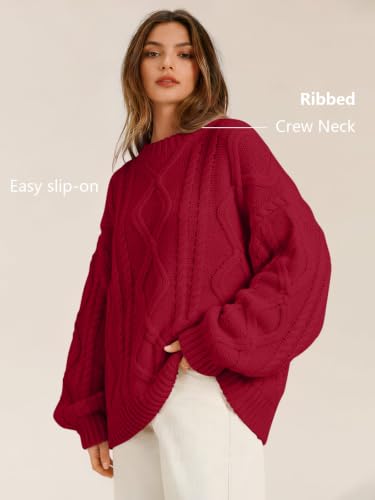 Image of Trendy Queen Women's Oversized Cable Knit Sweaters 2026 Fall Outfits | Quiet Luxury Style, Chunky Knit Texture, Winter Holiday Outfit, Easy Layering Piece, Fall Fashion Staple