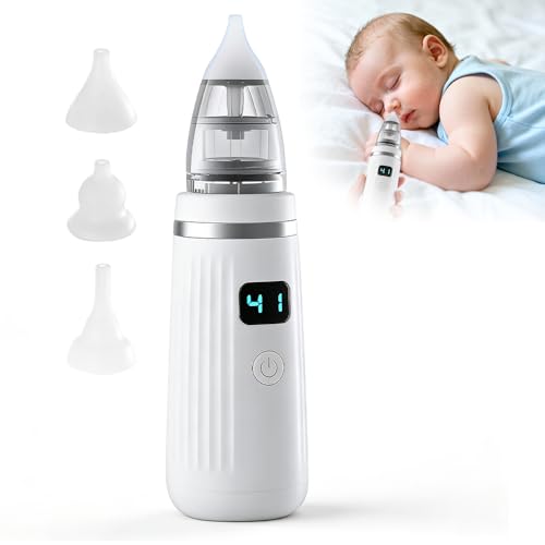 Wxeadu Aspirador Nasal para Bebé Eléctrico, saca mocos para bebes electrico con 5 Niveles de Succión, Sacamocos Bebé con 3 puntas de silicona, USB aspirador nasal bebe, sacamocos bebe electrico