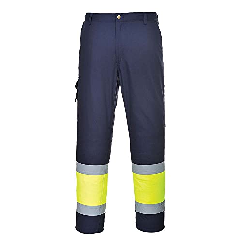 Portwest E049 Pantalone Combat Bicolore Alta Visibilità, Giallo/Navy, XXL