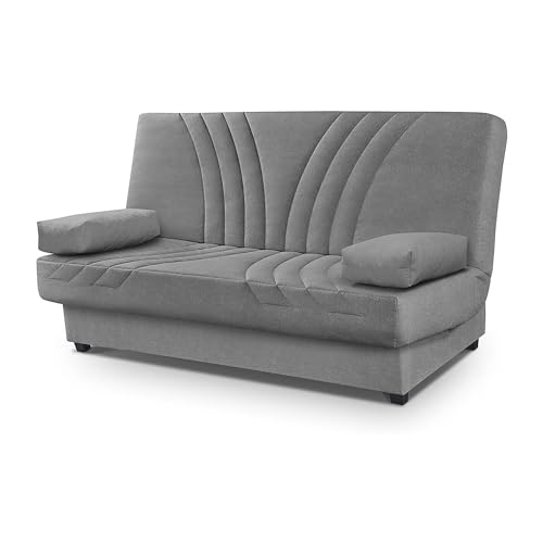SHIITO | Sofa Cama Modelo Romeo - Cama Clic-Clac con Almacenaje | Gris - 190 x 100 x 100 cm | Máximo Relax y Confort