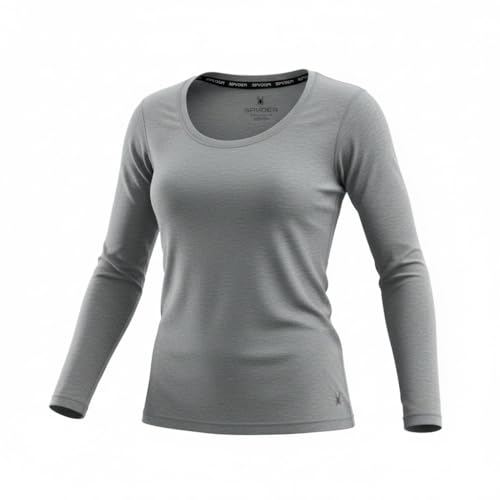 Spyder Womens Micro French Terry Long Sleeve Crew Neck Base Layer Thermal Top Heather Grey Medium