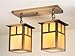 Arroyo Craftsman MCM-5/2EM-P Mission 2 Light Ceiling Mount Without Overlay, 5", Pewter Metal Finish, Amber Mica Glass