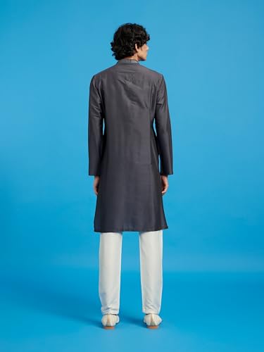 Image of DIWAS BY MANYAVAR Men's Viscose Blend Solid Sequinned Neckline Kurta (1pc)