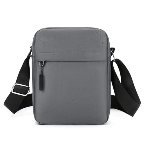 Aucuu Bolso de Hombro, Bolso Bandolera Para Hombre, Bolso de Mensajero Impermeable con Correa Ajustable y Múltiples Bolsillos, para Trabajo, Escuela, Viajes, Uso Diario -Gris, Cremallera Horizontal