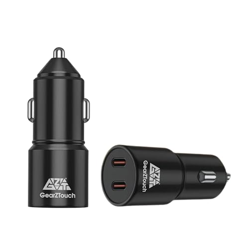 Image of 90W Dual Port Fast Smart Car Charger with 1.2M C-I Cable SuperVooc All Metal PD Quick 45W + 45W Fast Charger Compatible with iPhone & Android Samsung, Vivo, Oppo & Tablets All Brand-Black
