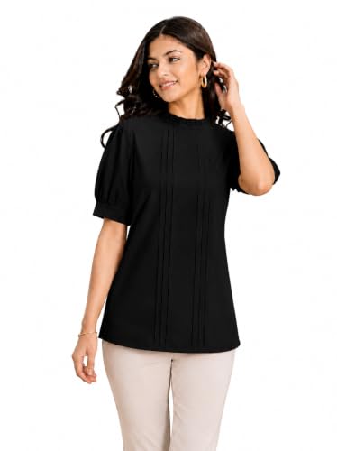 Image of Yash Gallery Womens Rayon Solid Relaxed Fit Casual Top Women & Girls
