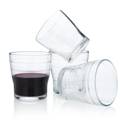 Comparison: Best Italian Bàcaro Stemless Wine Glasses 11 HISTORY COMPANY Greek Taverna Stemless Wine Glass Set – Rustic Siga Siga Wine Glasses, 4-Piece Traditional Mediterranean Drinkware (Gift Box Collection)