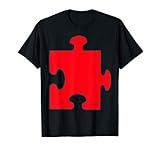 Halloween Group Couple Costumes - Red Puzzle Piece Costume T-Shirt