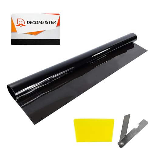 DecoMeister Lámina Adhesiva Tintada para Ventanillas de Coche Vinilo de Tinte para Ventanas Película Autoadhesiva para Cristales Protector Solar Protección de Privacidad En Rollo 50 x 300 cm Negro