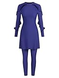 ZAFUL Women Modest Muslim Swimsuits Ruffle Full Coverage Islamic Arabic Burkini 2 Pieces Bathing Suit 0-Blue M