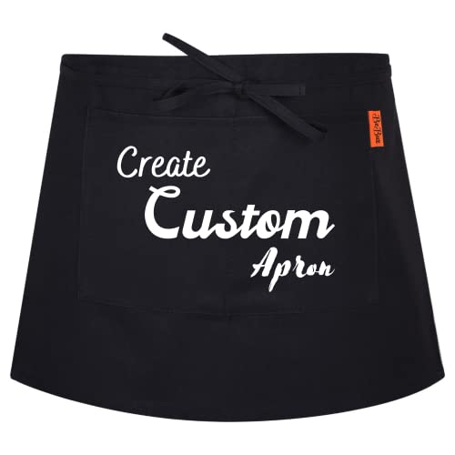 Be Buz Personalised Short Apron Customised Half Waist Aprons Printed Aprons for Men Women Waitress Bar Pub Novelty Chef Gift for Her Him Dad