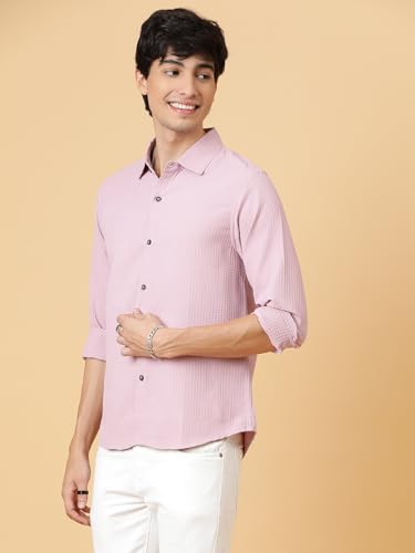 Image of KOTTY Men's Textured Casual Shirt - Long Sleeve||Button-Down Collar||Classic Fit
