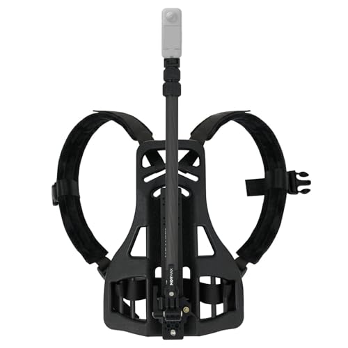Vaxis Global MOVMAX Backpack Camera Mount for Insta360 X5/X4/X3 & DJI Osmo 360 with Carbon Fiber Selfie Stick Ergonomic Harness for Third-Person Mountain Biking & Motorcycle Riding