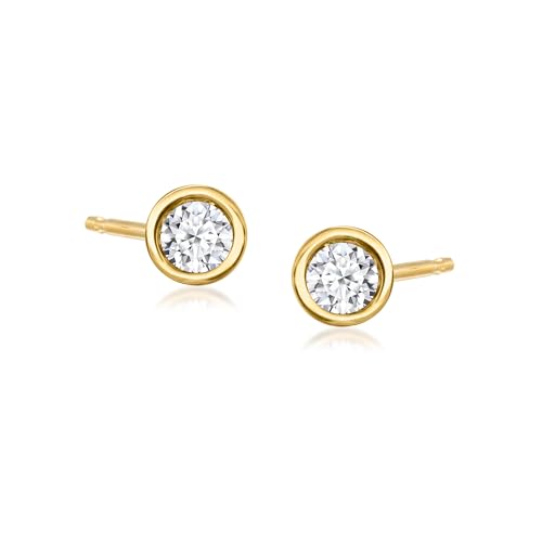 Ross-Simons 0.10 ct. t.w. Bezel-Set Lab-Grown Diamond Stud Earrings in 18kt Gold Over Sterling
