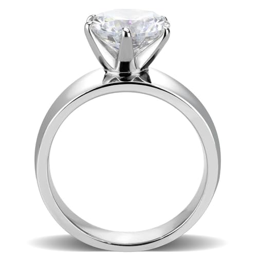 Wide Band Big Solitaire 3.5 Carat CZ Womens Stainless Steel Wedding Ring4