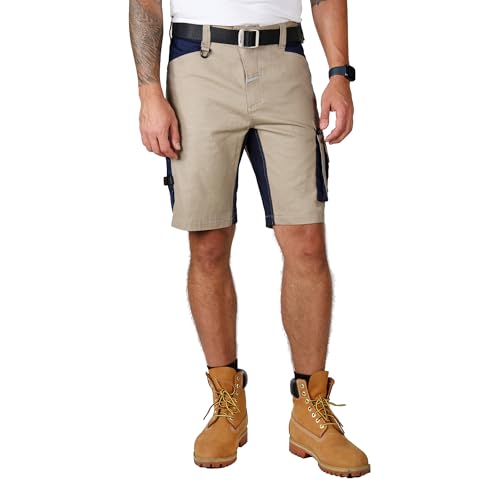 Ellobird Work Shorts for Men Construction Pants Mens Workwear Cordura Cargo Loose Fit Utility Carpenter Workwear Short Silver Mink 40 Regular