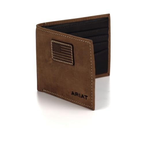 Ariat A3548544 Men'S Genuine Leather Bifold Wallet, Usa Flag Patch thumb #5