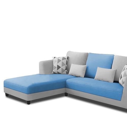 Image of Galib LHS 4 Seater L Shape Sofa Set for Living Room (Turquise Grey Fabric) Premium Fabric Sofa