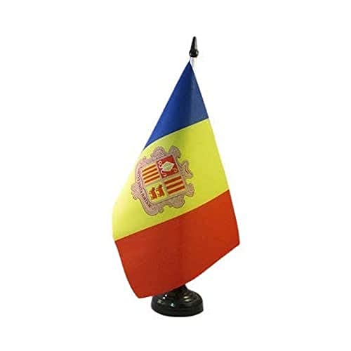 BANDERA de MESA de ANDORRA 21x14cm - BANDERINA de DESPACHO ANDORRANA 14 x 21 cm - AZ FLAG