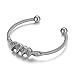 YOHAX Hip Hop Bracelet Fashion Open Stainless Steel Bracelet Simple Hip Hop Men's and Women's Bracelet (silvery, geometry)