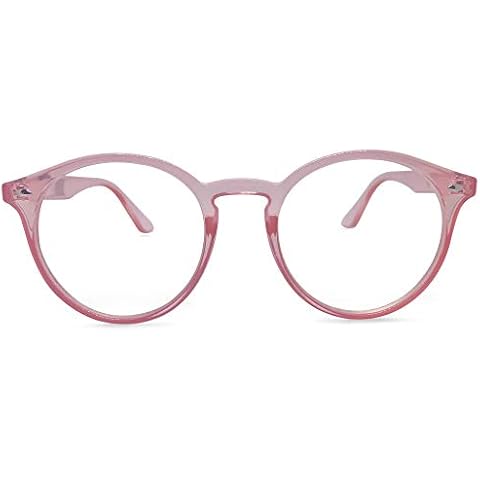 City Sights Eyewear Boise Large Round Blue Light Blocking Glasses (Clear Rose) Cover