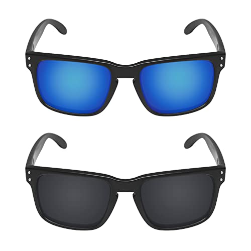 Image of Galvanic Replacement Lenses for Oakley Holbrook XL OO9417 Sunglasses - Ice + Black Polarized - Combo Pack
