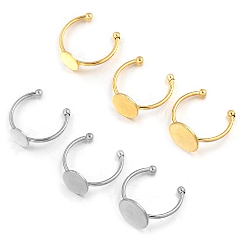 30 Pcs Blank Rings - MaehSab Stainless Steel Adjustable Pad Ring Base, Flat Blank Ring Base Tray for Jewelry Making DIY Crafts (Gold and Silver)