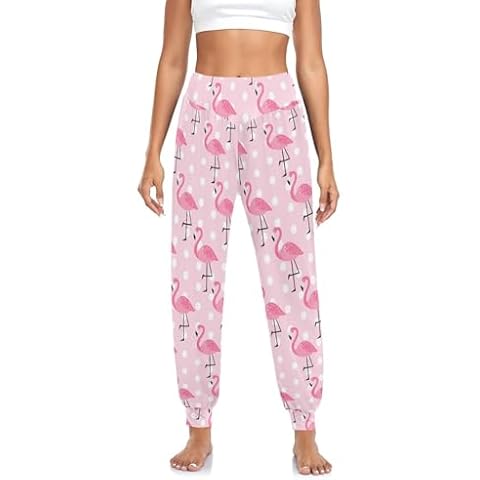 RunningBear Pink Lovely Flamingos Joggers for Women Elastic Waist Harem Pants Yoga Trousers Workout Joggers Pants M Cover
