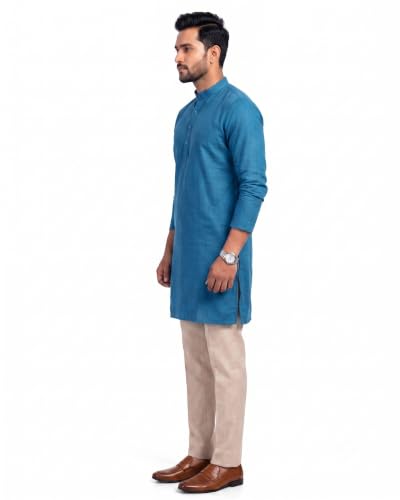 Image of Men's Cotton Blend Plain Kurta Comfortable and Stylish
