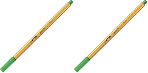 STABILO Rotulador punta fina point 88-1 unidad color verde (Paquete de 2)