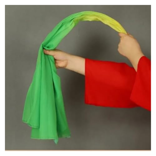 Abanico velo grande de gasa degradada con mango flexible de madera 3