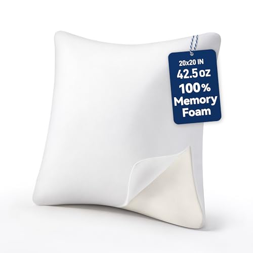 Image of AM AEROMAX 20 x20 Throw Pillow Memory Foam Pillow Insert - Square Accent Pillow for Decorative Cushion Bed Couch Sofa - Non-Deforming Over Time