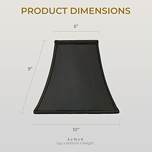 Image of Royal Designs, Inc. Regal Square Bell Lamp Shade, 5 x 10 x 9, Black with Gold (BSO-715-10BLK /GL)