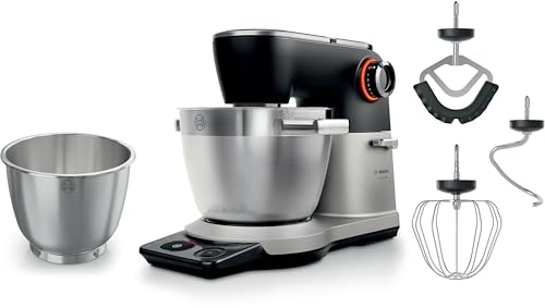 Bosch Máquina de cocina serie 8, programa automático, báscula, temporizador, 7 niveles, cuenco de acero inoxidable de 6 l, escoba de silicona, apto para lavavajillas, 1800 W, MUMS8ZS18