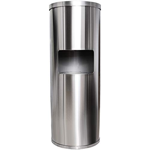 Monkey Movement Stainless Steel Floor Stand Wipe Dispenser with Built-in Trash Can: Fits Sanitizing...