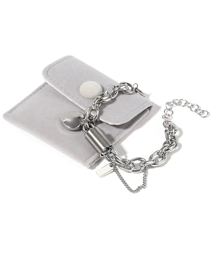 Heart Charm Bracelet Silver Bracelets for Women Stainless Steel Stackable Chain Trendy Mother Daughter Girlfriend Christmas Birthday Thanksgiving4