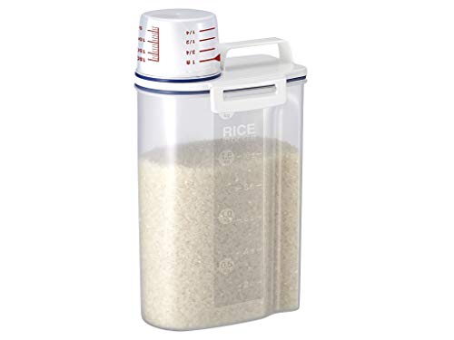 Rice Bin, Rice Storage Bin 2KG Portable Food Grain Storage Box Rice Storage Box Dispenser, Rice Container Sealed Tank with Measuring Cup