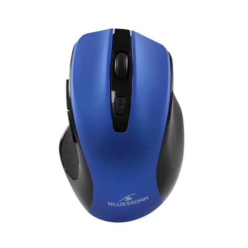 Bluestork - M-WL-OFF75 - Souris sans Fil Double Connexion : Bluetooth & USB 2.4 Ghz - sans Fil Rechargeable, Ambidextre, Ergonomique - silencieuse pour PC/Mac – New (Bleue)