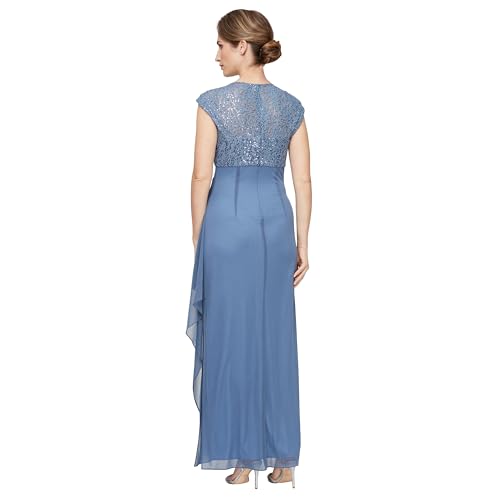 Image of Alex Evenings Women's Long Stretch Sequin Bodice Mother of The Bride Dress with Empire Waist (Petite and Regular Sizes)