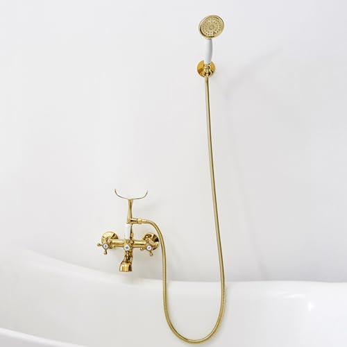 Mitigeur de bain-douche cascade MOCHAMIK mural en laiton doré avec kit douchette
