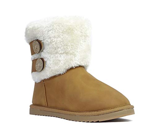 REDVOLUTION Women's Suede Faux Fur Mid-Calf Classic Winter Boots Rubber Sole2