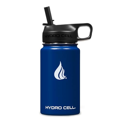 Image of HYDRO CELL Stainless Steel Insulated Water Bottle with Straw - For Cold & Hot Drinks - Metal Vacuum Flask with Screw Cap and Modern Leakproof Sport Thermos for Adults (Navy 14oz)